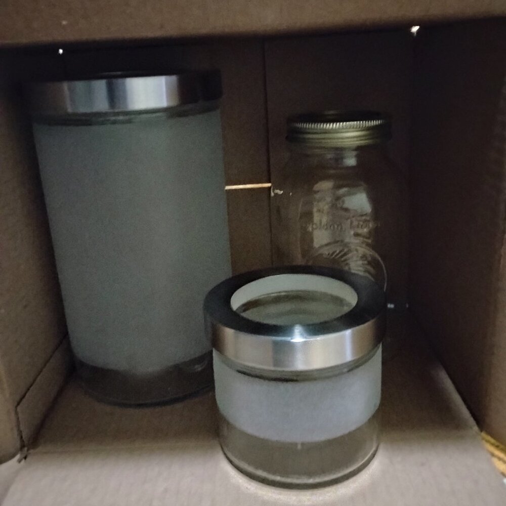 2 Set Glass Cannisters & 1 Golden Harvest Mason Jar